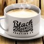 Coffee Cup with the Black Powder Roasting Company logo