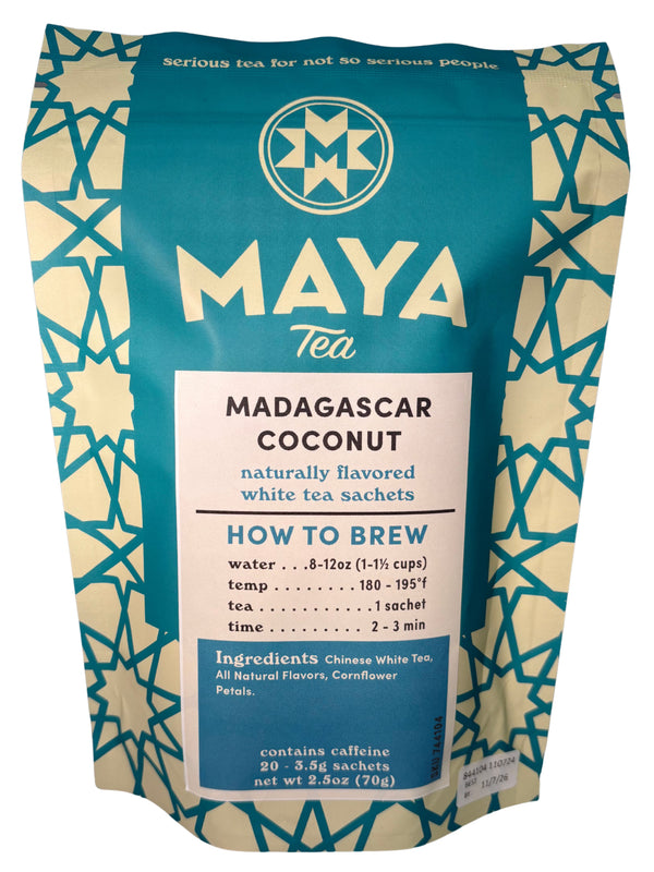 Madagascar Coconut | Maya Tea | 20 Pyramid White Tea Bags