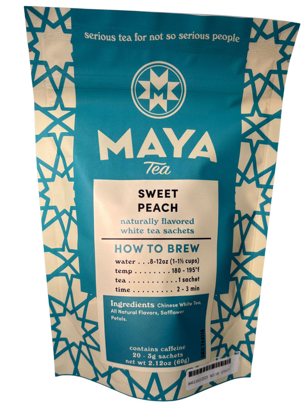 Sweet Peach  | Maya Tea | 20 Pyramid White Tea Bags