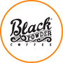 Black Powder Coffee Logo with Orange Border