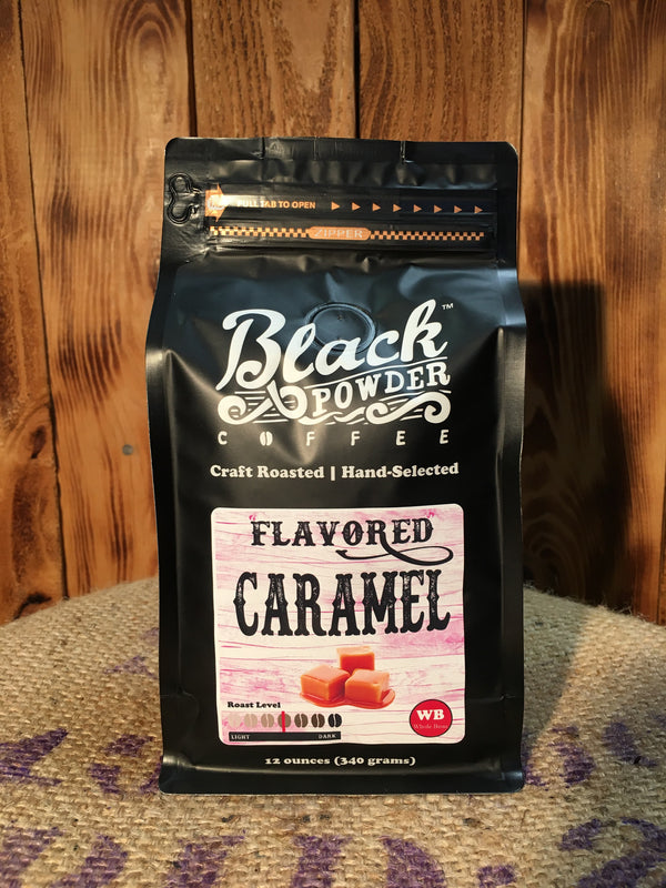 Caramel flavored local roasted coffee