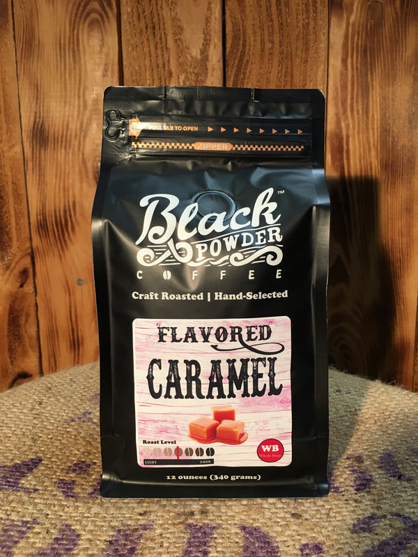 Caramel flavored local roasted coffee