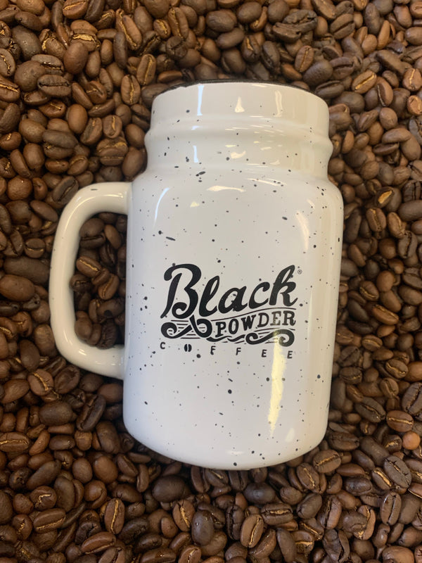 16oz Speckle Mason Jar Coffee Mugs | White