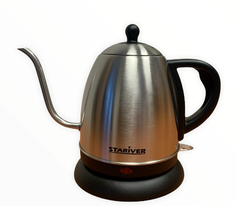 Starvier Electric Kettle Gooseneck, 1L Water Boiler, Pour Over Tea Pot –  Black Powder Coffee