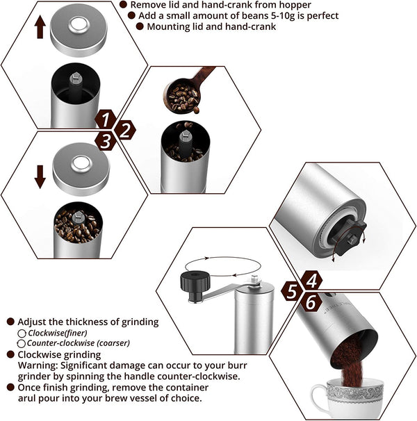 Portable coffee grinder with burr grinder 